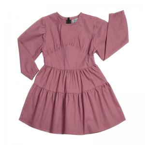 2021 Baby Dress Cotton Puff Sleeve Solid Color Full Sleeves Clothes Kids Girls Dress