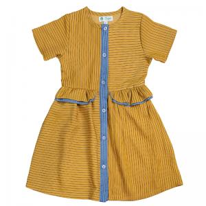 2021 New Casual Long Sleeve Buttons Shirt Dresses Cotton Striped Girls Kids Dress Clothes