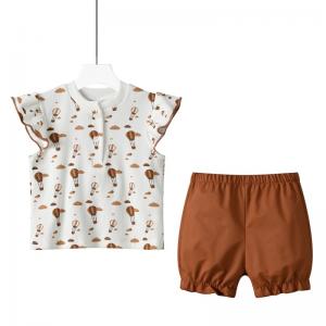 2025 Spring Toddler Girls Clothes Ruffle Short Sleeve 2Pcs Girls Clothing Sets