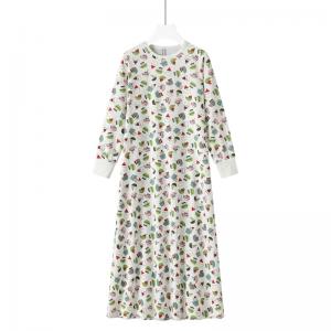 Children Girls Comfortable Night Gown Casual Long Sleeves  Print Dress