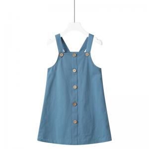 Cute Designer Little Girls Dress Plain Twill Kids Overall Dresses