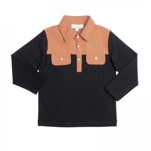Factory Supply Boys Polo Shirt With Woven Contrast Fabric For Kids Shirt