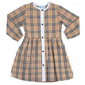 Girls British Elegant Style Dress Classic Check Pattern Petticoat 