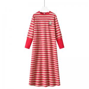 High Quality Girls Stripe Nightdress Home Wear Cotton Super Soft Dress for Kids