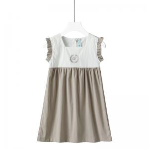 High Quality Sleeveless Summer Dresses Girls Square Collar Children Vacation Style