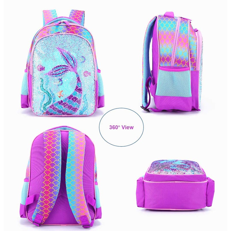 Hot Selling Reversal Sequin Mermaid Character School Backpack For Girls