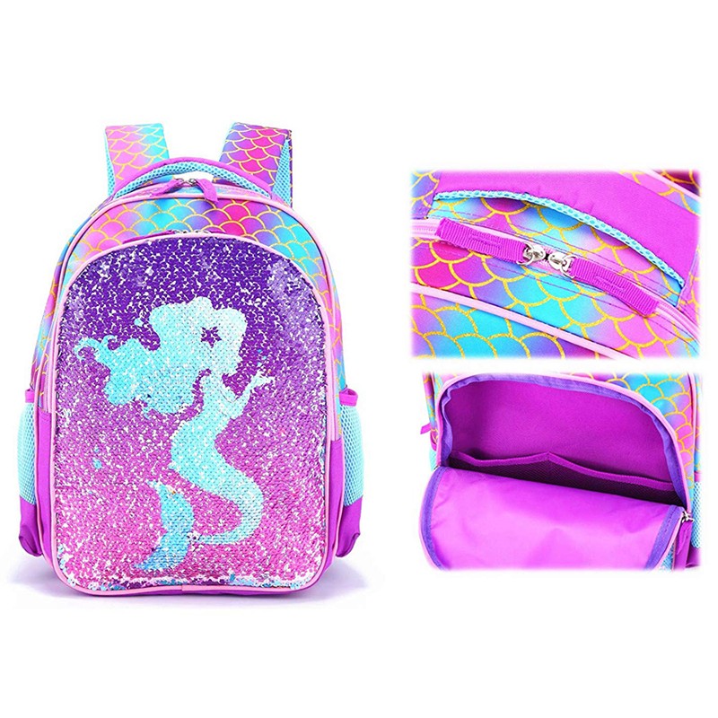 Hot Selling Reversal Sequin Mermaid Character School Backpack For Girls