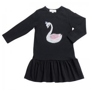 Kids 2019 Spring Autumn Wholesale Lovely Sequin Embroidered Gold Swan Children Girl Dress Kids 2019 Spring Autumn Wholesale Lovely Sequin Embroidered Gold Swan Children Girl Dress