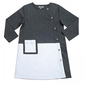 Kids Clothing Front Button Girls long sleeve Cotton Dress