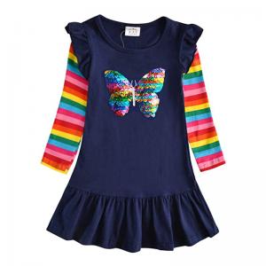 Little Girls Spring Casual Dress Kids Full Sleeve Cotton Jersey Dress