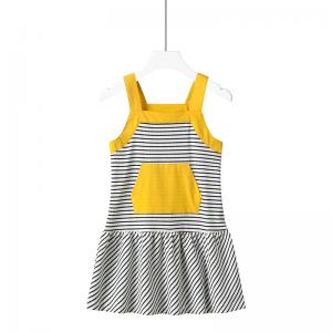 New Arrival Baby Girls Summer Dress Front Kangaroo Pocket Girls Overalls Dress