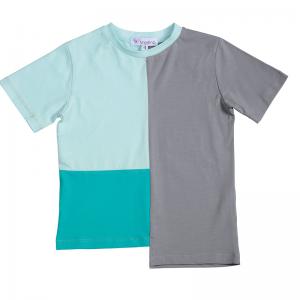 New Design Contrast Color Splice Short Sleeve Round Neck Boy And Girl T shirts