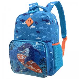 Reversal Sequin Shark Character School Backpack For Boy