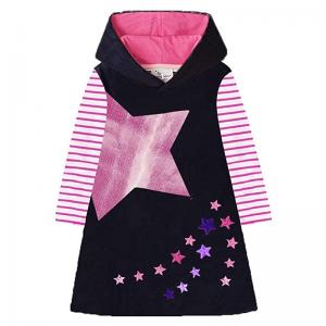 Skin Friendly Kids Clothes Girls Embroidery Hoodie Dress Kids Soft Cotton A-Line Dress 