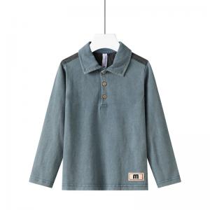 Spring New Casual Children's Long-Sleeved Polo Shirt Wased Fabric