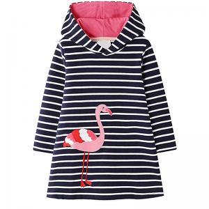 Summer Cildren's Cotton Animal Applique Dress Girls Flamingo Dress