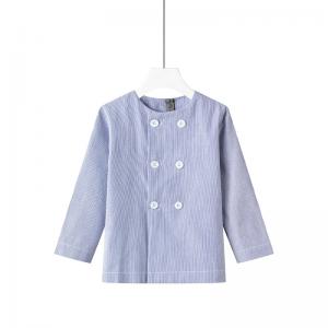 Summer Clothes for Children Pure Cotton Boys Shorts Striped  Collarless Shirt for Kids