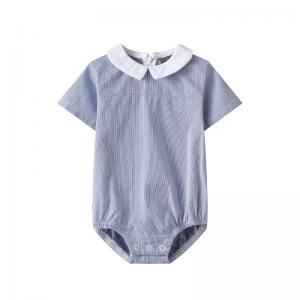 Summer New Baby Short-sleeved Bodysuit Newborn Boys Striped Jumpsuit Kids Cotton Rompers
