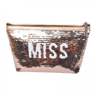 Women Girls Hot Sale Gold Color Shiny Sequin Cosmetic Bags Pouch